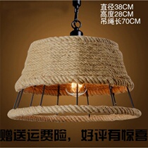 American retro loft industrial wind lamps Cafe cafeteria bar Light Luxury Accessories Mesh Curry Single Head Woven Hemp Rope Pendant Light