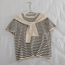 There is a cavity tuning ~ age reduction ~ factory womens wear striped thin short sleeve knife sweater two T-shirt coat
