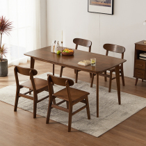 Nordic all solid wood dining table household small apartment modern simple rectangular dining table and chair combination log dining table