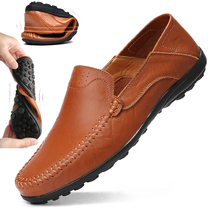 Soy bean shoes male leather soft skin men plus heat casual shoes English soft soles lazy shoes drive shoes