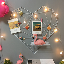 ins loving photo wall decoration grid idea hanging girls heart photo frame hanging wall free of punch and hemp rope clip