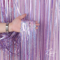 Laser rain curtain length 2 meters 3 meters wide 1 meter Birthday party wedding background wall decoration decoration ribbon tassels