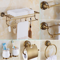 Full copper imitation fur towel rack suit bathroom bath towel rack bathroom hardware pendant toilet shelve free of punch