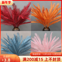Wedding simulation flower 5 fork phoenix feather leaf fake flower red autumn wedding hall decoration background floral arrangement