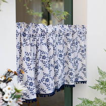 Retro curtain curtain curtain toilet partition bedroom shoe rack kitchen decoration fabric curtain non-perforated half curtain