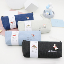 Day Series Pen Bag Female Brief Joins Tide Large Capacity Canvas Pen Bag Student Personality Lead Pencil Case Girl Cartoon Pencil Case Cute Stationery Bag Art Junior High School Raw Lead Pencil Case Korean Edition Pen Bag