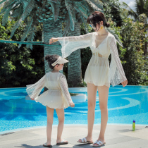 Mid-size childrens swimsuit Parent-child swimsuit Female mother-daughter new girls  swimsuit Mid-size childrens parent-child swimsuit white vacation