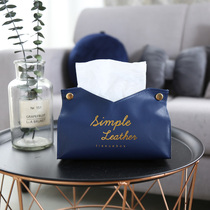 Nordic ins leather simple V-shaped bronzing tissue bag Household living room bedroom tissue box creative car tissue cover