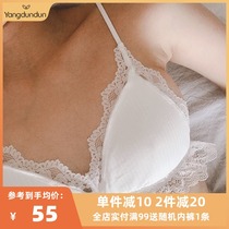 No steel ring bra set threaded cotton sweet girl thin with insert triangle cup bralette small chest underwear