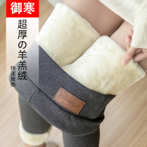 Lamb suede beating underpants woman autumn and winter outwear plus suede thickened 2021 new high waist winter warm integrated cotton pants woman