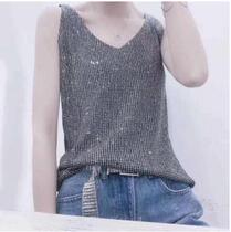 Summer New Womens Big Guy short suspenders base shirt sleeveless knitted large size vest women wear