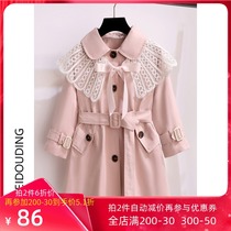 Girl coat 2021 autumn new childrens foreign style Net red fashionable tide childrens clothing women baby Autumn woolen cloth windbreaker