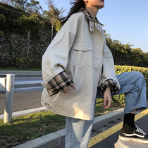 Cotton clothes female 2020 new short Korean version of loose students ins lattice oversize thick Joker wind coat tide