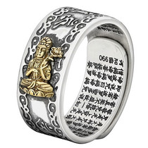 The foot silver 990 This life Buddha patron saint Six words true to the ring Mens lady