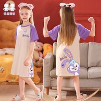 2022 Girls Sleeping Dress Summer Pure Cotton Short - sleeved Baby Star Delurin Nabell Childrens Pajamas