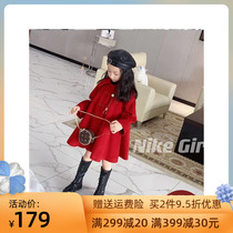 Girls woolen coat 2022 autumn and winter new childrens Korean style foreign style woolen coat little girl mid-length childrens clothing