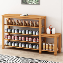 Gefei shoe-changing stool simple shoe shelf shoe cabinet multi-layer household door solid wood can sit storage storage thick bamboo