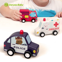 goryeobaby wooden car toys boys and girls baby return car Children police car fire truck ambulance