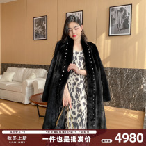 Mink coat women over knee long imported whole mink elegant slim mink fur coat fur 2022 new winter