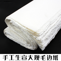 Handmade rice paper big four feet whole piece of raw rice paper calligraphy work practice calligraphy paper special Chinese painting flower and bird creation decoration paper beginner character full open Burr painting core single rice paper