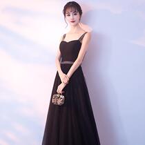 Evening Dress 2021 New Dignified Atmosphere Black Banquet Dress Annual Party Party Party Host Little Dress Girl