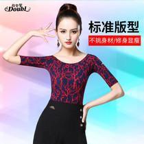 Dambao Roo New Latin Dance Suit Women Adults Short Sleeve Blouses Practice Dance Morden Dance Square Costumes
