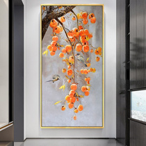 Hand painted Nordic light and luxurious modern view persimmon Abstract Xuanguan Decorative Painting Aisle restaurant Oil painting into the living room