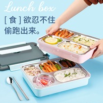 Stainless steel 304 material insulation lunch box Students office workers will carry cover cutlery canteen partition lunch box set