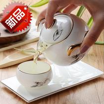 Leisurely get a pot a cup of bone china tea set kung fu 3 tea set solo gold ceramic teapot tea cup tea