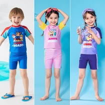 Barking team childrens swimwear Small and medium-sized boys sunscreen split bathing hot spring swimsuit set quick-drying girls girls