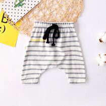 Baby cotton shorts casual pants Large PP pants Mid-pants Childrens childrens summer mens and womens baby letter striped mid-pants