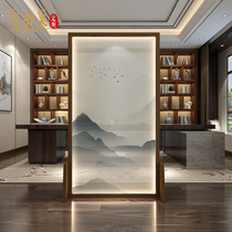 New Chinese style solid wood landscape with light LED screen luminous decoration living room insert screen tea room shielding shield screen
