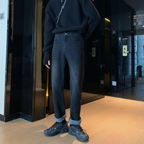 Hualun autumn and winter jeans mens casual slim small foot tide brand thick warm trend Korean version of winter pants