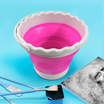 Painting bucket folding silicone washing pen bucket gouache water powder small bucket fishing folding bucket student gouache paint small portable retractable art foldable watercolor painting art large bucket