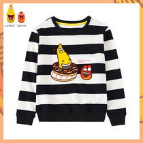 Hilarious bug IP girl wide stripes spring thin female baby new clothes small children round neck striped sweater