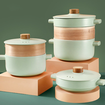 Ceramic casserole with steamer Japanese multi-layer household high temperature resistant steamer steamer set high Nordic style value pot