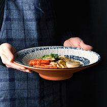 Ramen Bowl Bucket Bowl Retro Thread Ceramic Bowl Spicy Hot Sour Powder Noodle Bowl Goblet Home Big Soup Bowl
