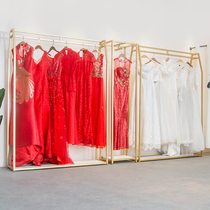 Wedding shelf high-end display rack combination floor-standing double pole hanging wedding dress shelf creative cheongsam dress hanger