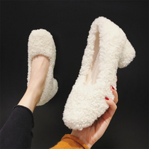 White lamb wool shoes womens winter wear plus velvet cotton shoes 2020 new all-match net red high heels womens thick heel