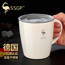 German insulated coffee cup stainless steel water cup Drink womens office Mark cup with cover spoon mouth mug for home
