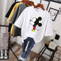 2021 new summer dress large size loose T-shirt female tide fat sister Korean version of thin foreign atmosphere base shirt belly small shirt