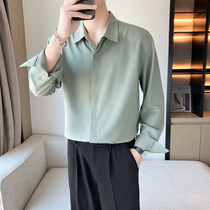 Spring and autumn loose casual shirt superior mens crashing long sleeve tide fashion fashion abstinence is dark button shirt