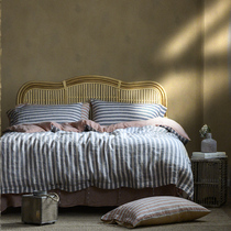 French upscale class A standard 100% linen four pieces of streaks minimalist color double bed for the European style