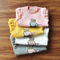 Girls sweater pullover 2021 new childrens spring and autumn top bear sweater baby foreign style base shirt line