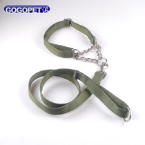 Pet leash with dog rope army green collar collar on duty patrol work dog dog chain dog dog chain German horse dog half P chain