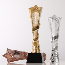 Creative Pentagram Trophy Custom Metal Resin Competition Championship Annual Conference Awards Gold And Silver Bronze to make souvenirs