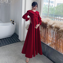 Big Code Bridal Toast With Fat mm2022 New Wine Red Conspiculean Long pregnant woman Veil Engagement Gown Winter