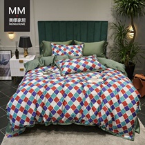 Light and luxurious American 60 full cotton long suede cotton digital printed four sets of pure cotton goon satin bedding