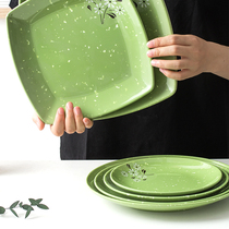 Melamine round plastic plate Rectangular hot pot plate Bone plate Sausage plate Snack plate Fast food plate Imitation porcelain rice plate