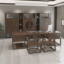 New Chinese Solid Wood Large Class Platform Simple Modern Office Furniture Boss Table President Computer Table Office Table and Chair Combination